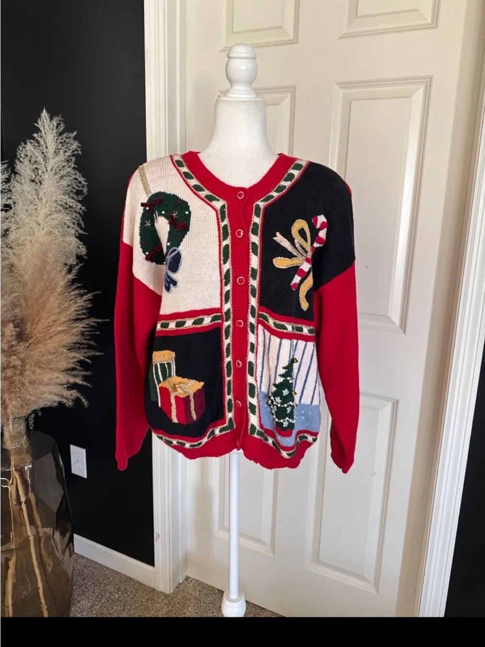 Vintage Carly St. Claire Women's Christmas Cardigan Sweater size XL